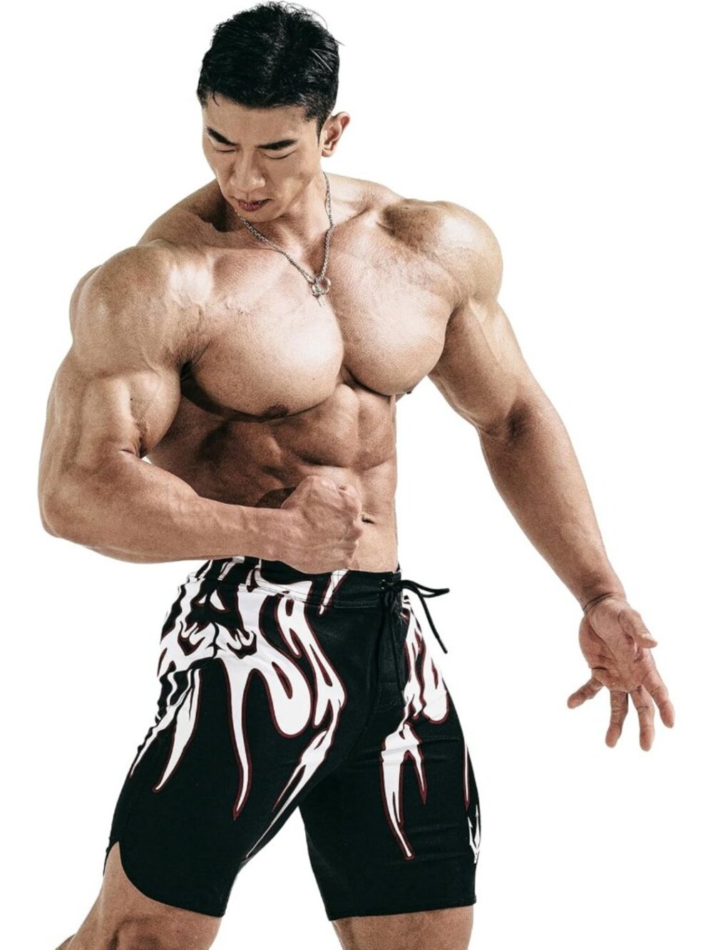 Men's Physique Board Shorts 15” Quick Dry Bodybuilding Posing Trunks for Gym
